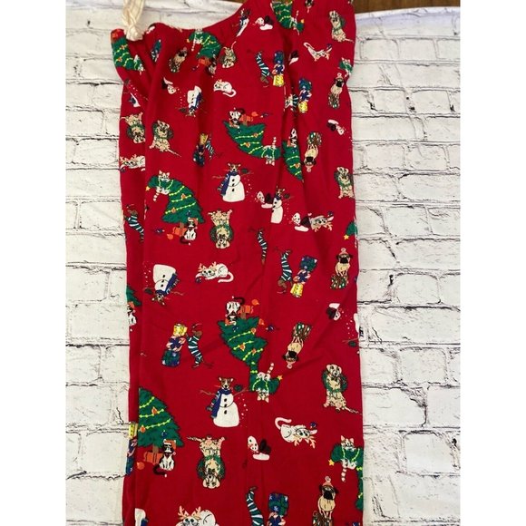 Old Navy Flannel Pajama Pant Sleep Lounge Red Holiday Pets Cotton 2XL 34" Inseam - Picture 16 of 16
